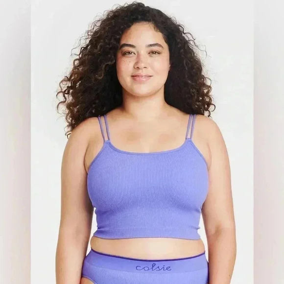 Colsie Women’s Purple Ribbed Seamlesss Brami Size 1X - Picture 1 of 10